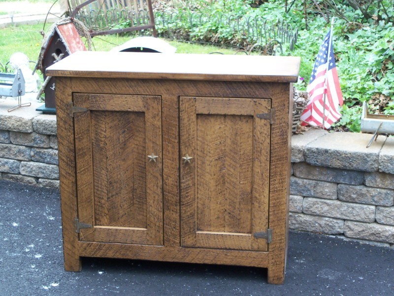 Rough Sawn Pine Storage Cabinet